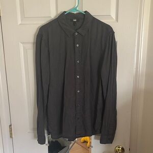 PAIGE Men's Charcoal Blue Button-Down Shirt